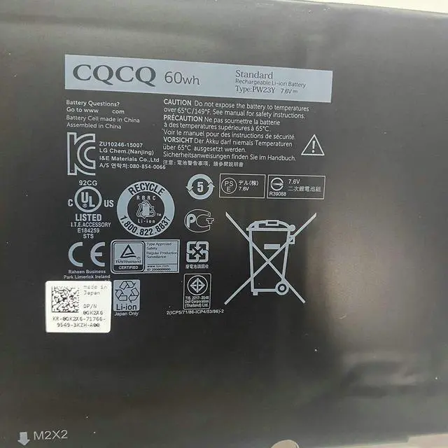 Alt view image 3 of 3 - CQCQ PW23Y Battery for Dell XPS 13 9360 13-9360-D1605G Series 2017 Laptop TP1GT 0TP1GT RNP72 0RNP72 Laptop (7.6V 60Wh)