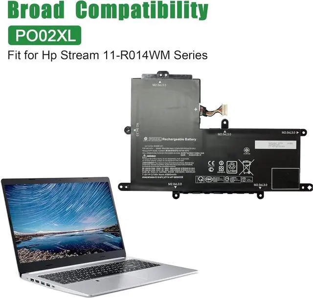 Alt view image 4 of 5 - JIAZIJIA PO02XL 824560-005 Laptop Battery Replacement for Hp Stream 11-R014WM Series Notebook HSTNN-IB7G 823908-1C1 7.6V 37Wh