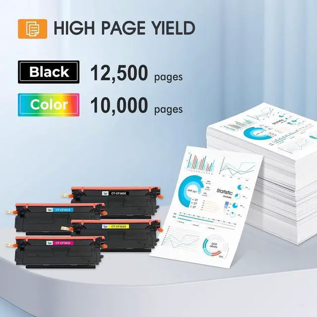 Alt view image 3 of 7 - 508X 508A Toner Cartridge Set 4-Pack High Yield Replacement for HP 508A 508X M553 Toner Laserjet Enterprise M553 M552 553 MFP M577 CF360X CF361X CF362X CF363X (New Version, Black Cyan Magenta Yellow)