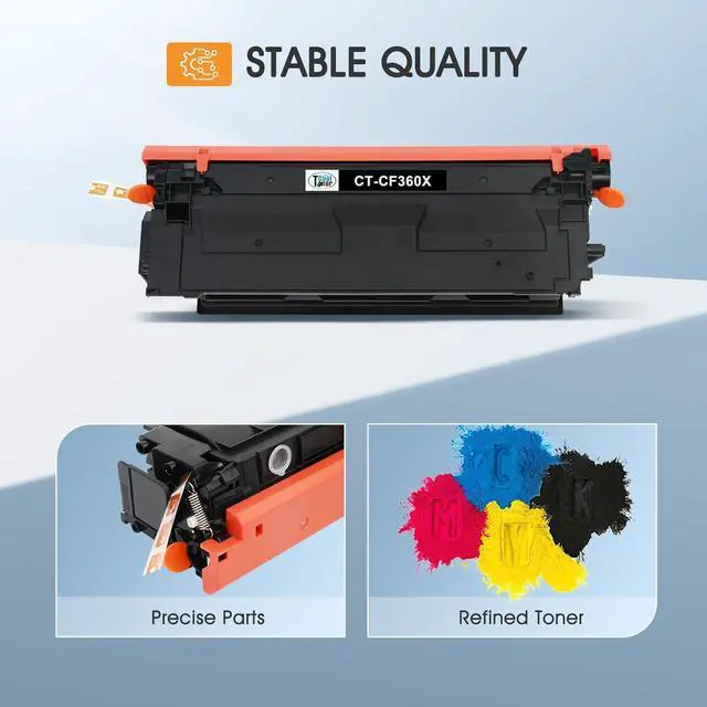 Alt view image 5 of 7 - 508X 508A Toner Cartridge Set 4-Pack High Yield Replacement for HP 508A 508X M553 Toner Laserjet Enterprise M553 M552 553 MFP M577 CF360X CF361X CF362X CF363X (New Version, Black Cyan Magenta Yellow)