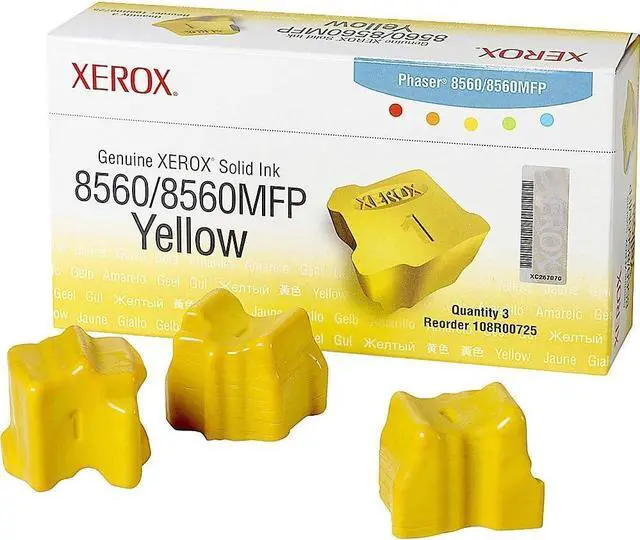 Main image of Xerox 108R00725 Solid Ink Phaser 8560/8560MFP, Yellow (3 Sticks) Sealed Xerox Box