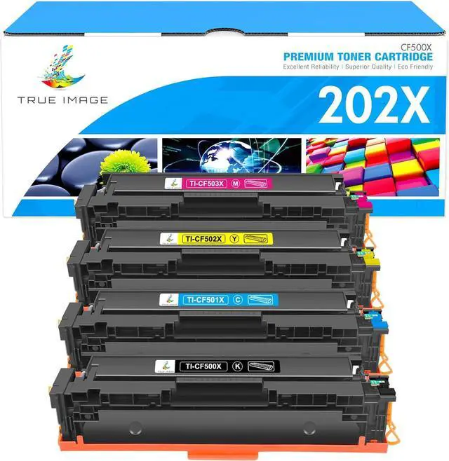 Main image of TRUE IMAGE Compatible Toner Cartridge Replacement for HP 202X CF500X CF500A 202A Color Laserjet Pro MFP M281fdw M281cdw M254dw M281fdn 281fdw M254 M281 Toner Printer (Black Cyan Yellow Magenta 4 Pack)