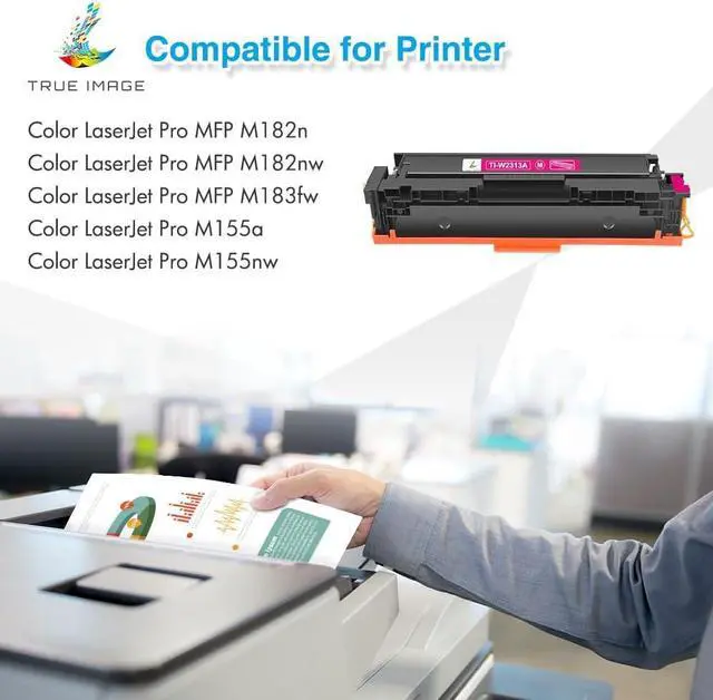 Alt view image 2 of 7 - 215A Toner Cartridges 4 Pack Compatible Replacement for HP 215A Toner Cartridges W2310A W2311A W2312A W2313A for HP Color Laserjet Pro MFP M182nw M183fw M155 Printer Ink (Black Cyan Yellow Magenta)