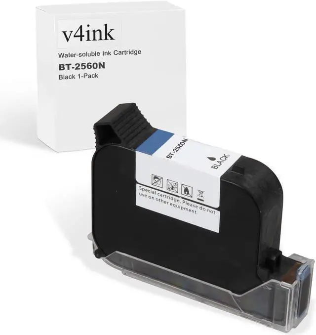 Main image of v4ink BT-2560N Original Aqueous Water Soluble Ink Cartridge Replacement Compatible for BENTSAI Handheld Inkjet Printer BT-HH6105B1 (Black, 1 Pack)