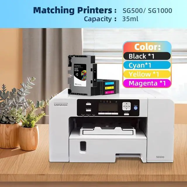 Alt view image 4 of 6 - New Sublimation Ink Cartridge Compatible with Sawgrass Virtuoso SG500 SG1000 Printers(1 Black, 1 Cyan, 1 Magenta, 1 Yellow, 4-Pack)