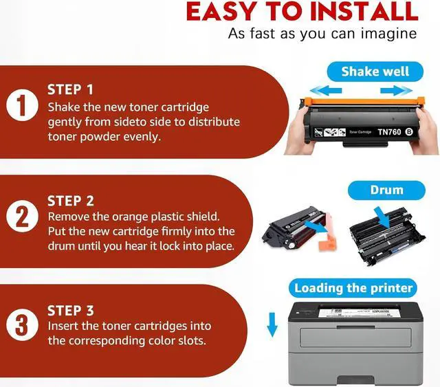 Alt view image 5 of 7 - Ennovor Toner Kingdom Compatible TN760 Toner Cartridge and DR730 Drum for Brother TN760 TN-760 TN730 TN-730 DR730 for Brother HL-l2395dw HL-L2350DW MFC-L2710DW Printer (2 Toners, 1 Drum Unit)