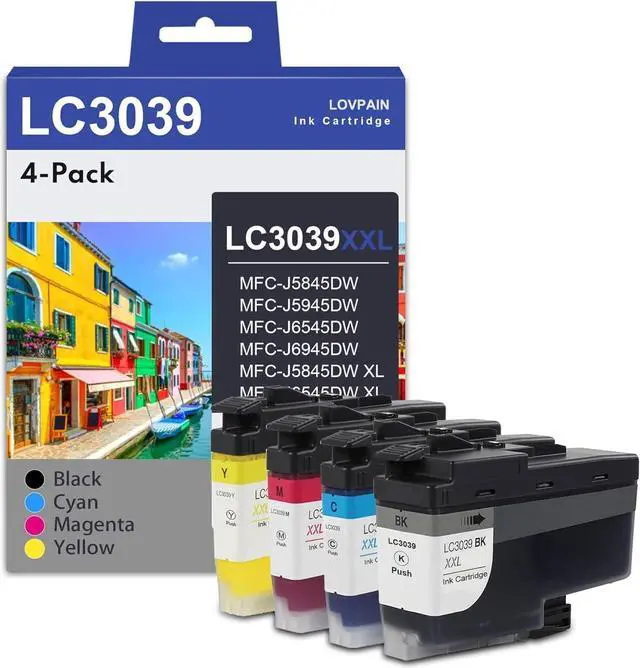 Main image of LC3039 Ultra High-Yield Black/Cyan/Magenta/Yellow Ink Cartridges(4Pack) - Lvan Compatible LC3039XXL Ink Cartridge Set Replacement for Brother LC3039 Ink MFC-J5845DW MFC-J5945DW MFC-J6545DW Printer