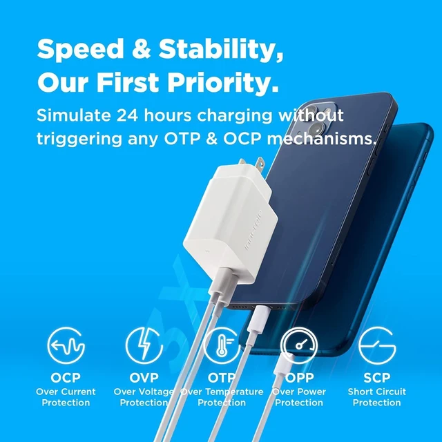 Alt view image 6 of 7 - C3 Duo 30W PD3.0 Dual-Port USB C Wall Charger US Plug 30 Watts Power Adapter Compatible with iPhone 16 iPad MacBook Air Switch (Delta Electronics)