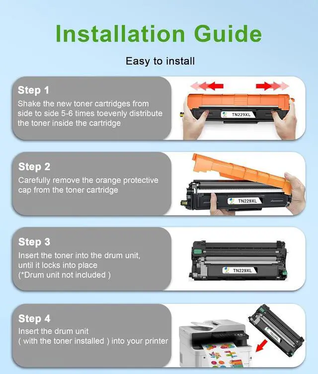 Alt view image 6 of 7 - Ennovor TN229XL Black High Yield Toner Cartridge Compatible Replacement for Brother TN229 TN229XL TN229BK Toner Work for Brother MFC-L3780CDW MFC-L3720CDW HL-L3220CDW HL-L3280CDW MFC-L3765CDW Printer