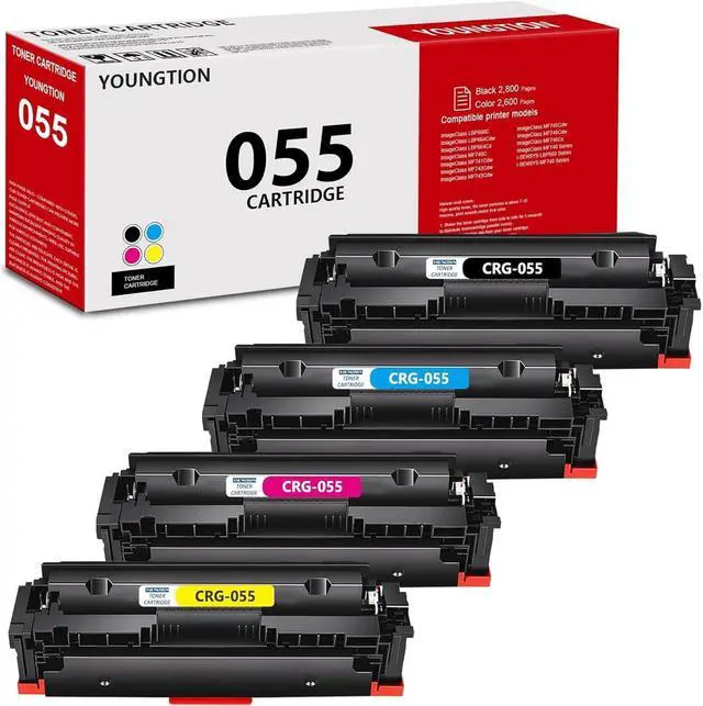 Main image of High-Yield 055 Toner Cartridges 4-Pack(BK/C/M/Y) Compatible MF743cdw Toner Replacement for Canon 055 Toner Cartridge Set for Color imageCLASS MF741Cdw MF743Cdw MF745Cdw MF746Cdw LBP664Cdw Printer