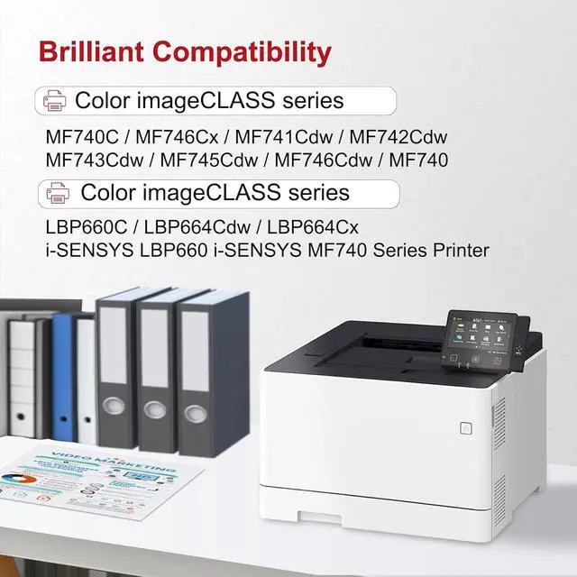 Alt view image 3 of 7 - 055 Toner Cartridges High-Yield 4-Pack (BK/C/M/Y) Compatible MF743cdw Toner Replacement for Canon 055 Toner Cartridge Set for Color imageCLASS MF741Cdw MF743Cdw MF745Cdw MF746Cdw LBP664Cdw Printer