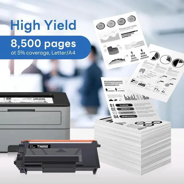 Alt view image 3 of 6 - Ennovor TN-850 TN850 Toner 2 Pack Compatible TN850 High Yield Black Toner Cartridge Replacement for Brother TN-850 MFC-L5850DW MFC-L5700DW MFC-L5900DW MFC-L6900DW MFC-L6800DW Toner.