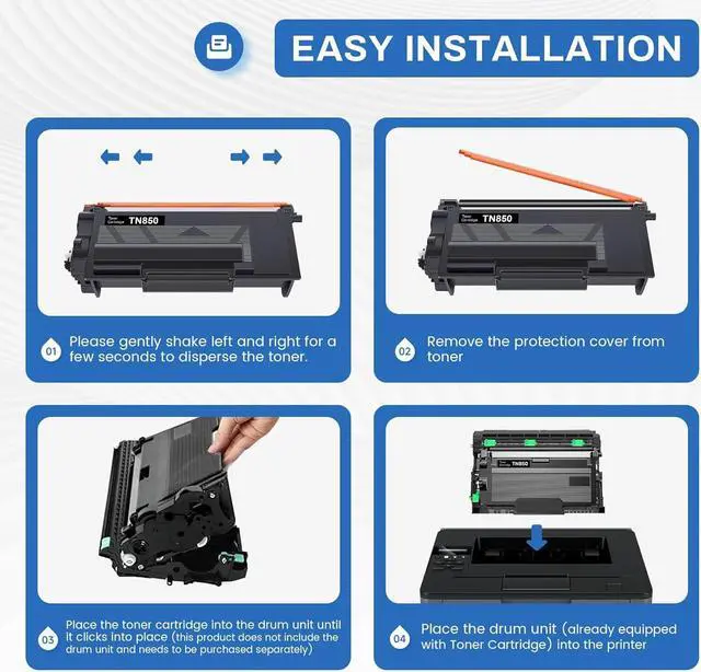 Alt view image 5 of 6 - Ennovor TN-850 TN850 Toner 2 Pack Compatible TN850 High Yield Black Toner Cartridge Replacement for Brother TN-850 MFC-L5850DW MFC-L5700DW MFC-L5900DW MFC-L6900DW MFC-L6800DW Toner.