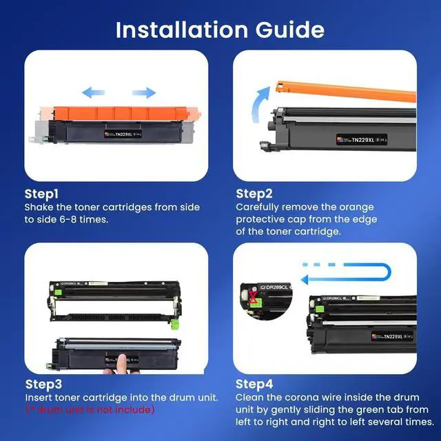 Alt view image 6 of 7 - Ennovor TN229XL Toner Cartridge Replacement for TN229XL TN229 TN-229XL Toner Cartridge Work for MFC-L3780CDW MFC-L3720CDW HL-L3280CDW HL-L3220CDW HL-L3295CDW Printer (4-Pack with Chip)