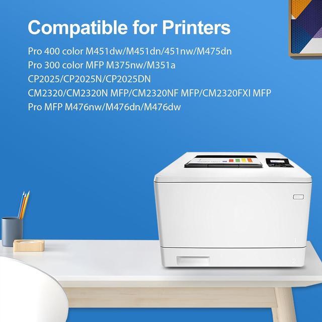 Alt view image 2 of 6 - 305A Toner Cartridge 4-Piece Combo Pack Replacement for HP 305A 305X CE410A CE411A CE412A CE413A Toner for HP Laserjet Pro 400 Color MFP M451nw M475dn M451dn M476nw M351 M375 M451 M475 Series Printer