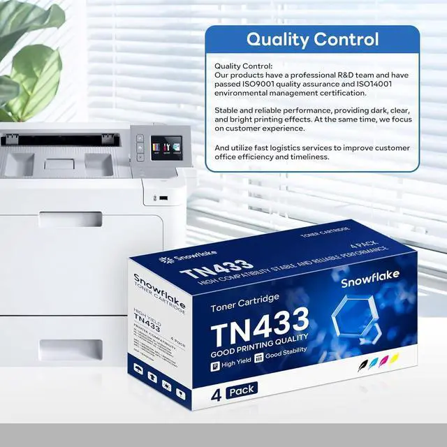 Alt view image 6 of 6 - Ennovor TN433 TN-433 Toner Cartridge Set 4 Pack Compatible TN433BK TN433C TN433M TN433Y Replacement for Brother TN433 TN-433 TN 433 MFC-L8900CDW HL-L8360CDW MFC-L8610CDW Printer.