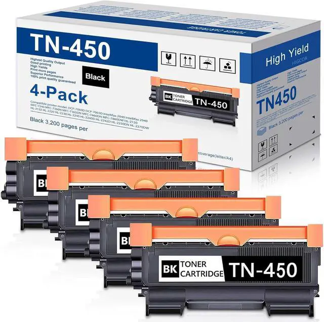 Main image of Ennovor TN450 High Yield Toner Cartridge Replacement for Brother TN-420 TN-450 Black Toner HL-2270DW HL-2280DW MFC-7360N MFC-7860DW DCP-7065DN Intellifax 2840 2940 Printer (4-Black)