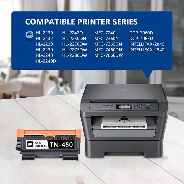 Alt view image 2 of 7 - Ennovor TN450 High Yield Toner Cartridge Replacement for Brother TN-420 TN-450 Black Toner HL-2270DW HL-2280DW MFC-7360N MFC-7860DW DCP-7065DN Intellifax 2840 2940 Printer (4-Black)