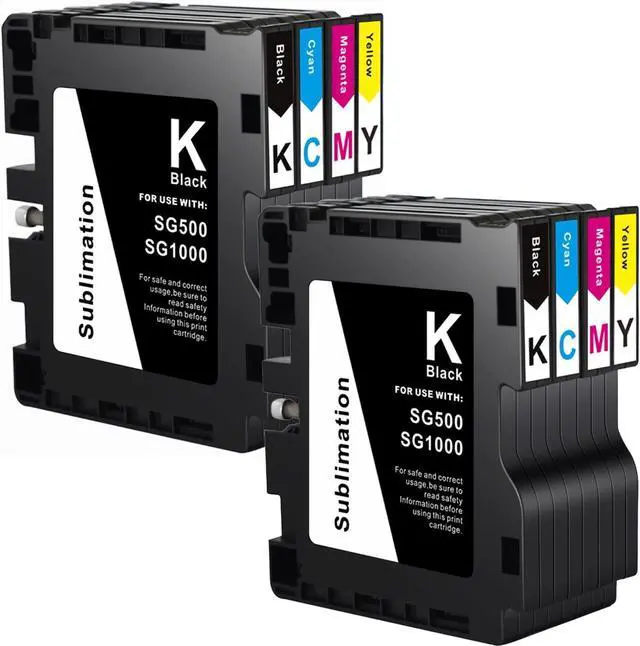Alt view image 2 of 5 - Ennovor Compatible for Sawgrass SG500 SG1000 Printer Sublimation Ink Cartridge 8-Pack (2 Black, 2 Cyan, 2 Magenta, 2 Yellow)