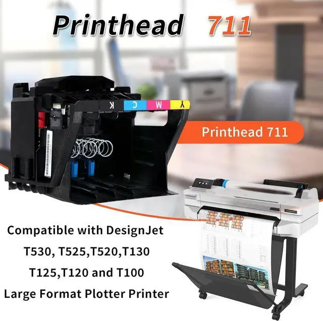 Alt view image 5 of 6 - Ennovor 711 Printhead Kit (C1Q10A) Replacement, Works for HP DesignJet T530 T525 T520 T130 T125 T120 T100 Large Format Plotter Printer, 711 Remanufactured Printhead Replacement Kit.