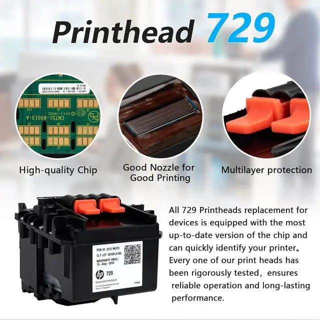 Alt view image 2 of 7 - 729 Printhead (F9J81A) Compatible with hp DesignJet T830 MFP & T730 Large Format Plotter Printers,729 Print Head Replacement Kit Fit hp Printers,Fast chip Recognition