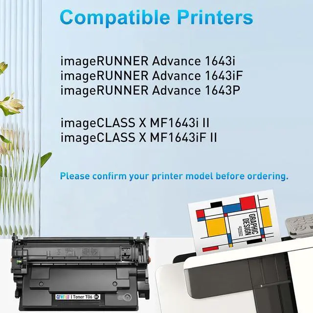 Alt view image 2 of 7 - Ennovor T06 Black Toner Cartridge with CHIP Replacement for Canon T06 T06L 3526C001AA for ImageRUNNER 1643 1643i 1643if, imageCLASS X MF1643i II 1643iF II Printer (1-Pack)