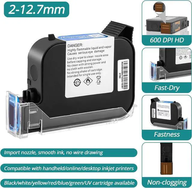 Alt view image 2 of 7 - 1PC Original 42ml Solvent Ink Cartridge Replacement for Handheld Inkjet Printer Z10/C10/M10/M12/M11, High adhesion and Quick Dry, Compatible for 0.5inch/12.7mm Nozzle Coding Machine (White)
