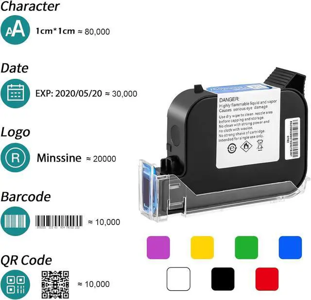 Alt view image 5 of 7 - 1PC Original 42ml Solvent Ink Cartridge Replacement for Handheld Inkjet Printer Z10/C10/M10/M12/M11, High adhesion and Quick Dry, Compatible for 0.5inch/12.7mm Nozzle Coding Machine (White)