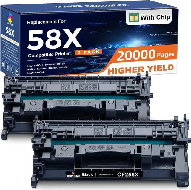 Main image of 58X CF258X Toner Cartridge Black Replacement   58X CF258X Toner   Laserjet Pro MFP M428fdw M428fdn M428dw M404 M428 Laserjet Pro M404n M404dn M404dw Printer [with Chip, 2 Pack]