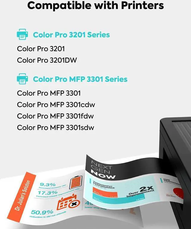 Alt view image 3 of 7 - TESEN 218X (NO CHIP) Black Toner Cartridge Compatible Replacement for HP 218X W2180X W2180A 218A High Yield Work with HP Color Pro 3201 MFP 3301 Series MFP 3301fdw 3301sdw 3201dw Printer 2 Pack