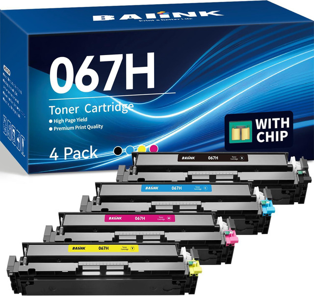 Canon 067H High Yield Toner Cartridge 4-Pack (Black, Cyan, Magenta, Yellow) For Canon Printers