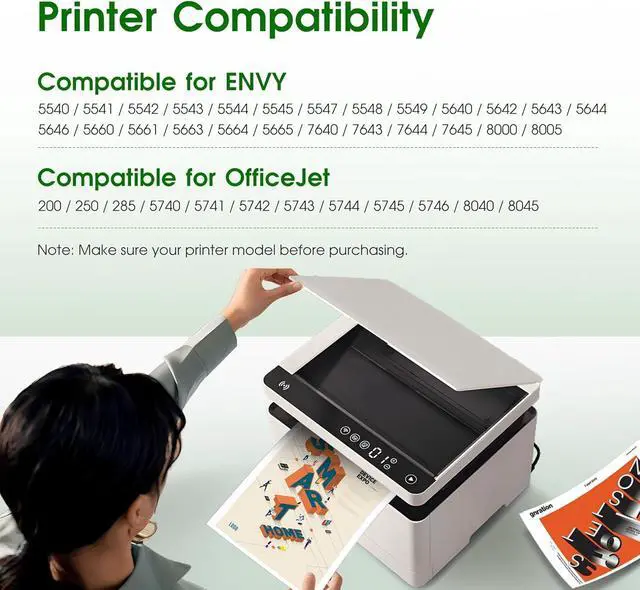 Alt view image 2 of 7 - Ennovor 62XL Ink Cartridges Black Replacement for HP 62 Ink 62XL Ink for HP Envy 7640 7645 5540 5549 5640 5660 OfficeJet Mobile 250 200 OfficeJet 5740 5741 8040 Printer (2 Pack)