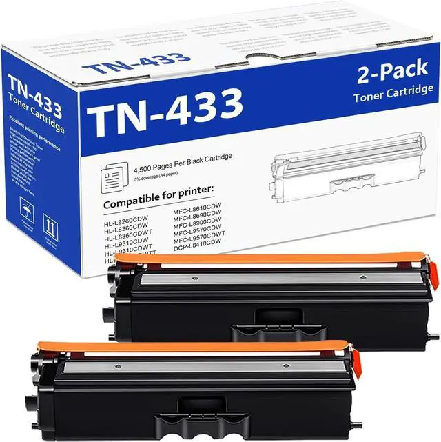 Main image of TN433BK TN433 Toner Compatible TN-433 Toner Cartridge Replacement for Brother TN433, TN431BK TN-431 for MFC-L8900CDW MFC-L8610CDW HL-L8360CDW HL-L8260CDW HL-L8360CDWT (TN433 Black, 2-Pack)