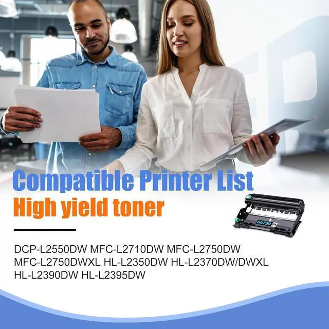 Alt view image 2 of 6 - Ennovor 2-Pack DR730 High Yield Black Drum Unit, Replacement for Brother DCP-L2550DW MFC-L2710DW MFC-L2750DW MFC-L2750DWXL HL-L2350DW HL-L2370DW/DWXL HL-L2390DW HL-L2395DW Printer