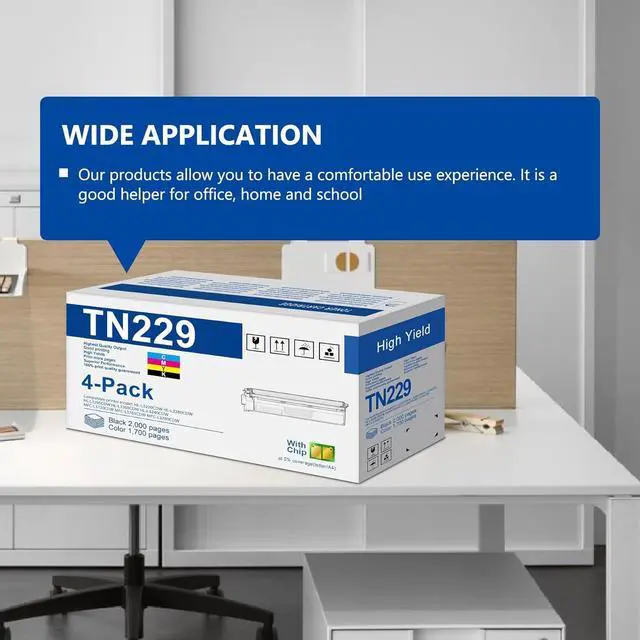 Alt view image 6 of 7 - Ennovor TN229 Toner Cartridges High Yield Replacement for Brother TN229 TN-229 Toner Cartridge use to MFC-L3780CDW HL-L3280CDW MFC-L3720CDW MFC-L3765CDW Printer (TN229bk/c/m/y-4 Pack)