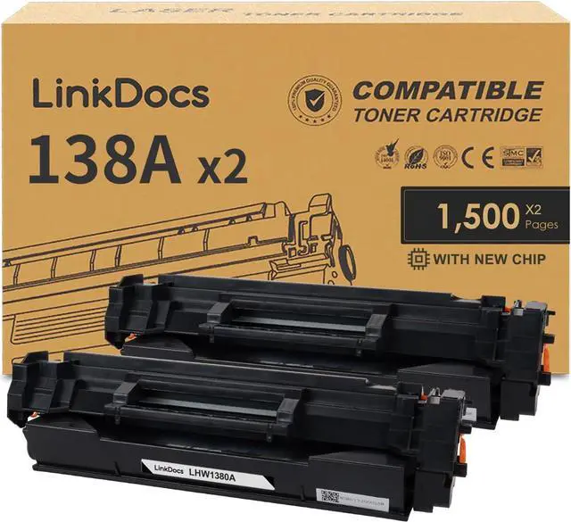 Main image of LinkDocs 138A Toner Cartridges Compatible for HP 138A W1380A 138X W1380X Toner Cartridge for HP Laserjet Pro MFP 3101fdn MFP 3101fdw 3001dn 3001dw Printers (Black,2 Pack)