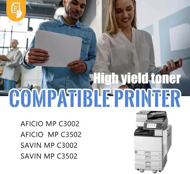 Alt view image 2 of 6 - 1 Pack MP C3502 Yellow Toner Cartridge | Replacement for Ricoh MP C3502 Work with Aficio MP C3002 MP C3502 Savin MP C3002 MP C3502 | 841736