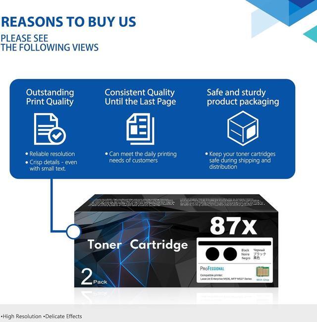 Alt view image 6 of 7 - 87X Toner Cartridge 2-Pack High Yield with Chip Replacement for HP 87X Black Toner 87A CF287A to use with M501n, M501dn, M506dnm, M506xm, M506n, M506dn, M527f, M527dn, M527z, M527c Printer | CF287X