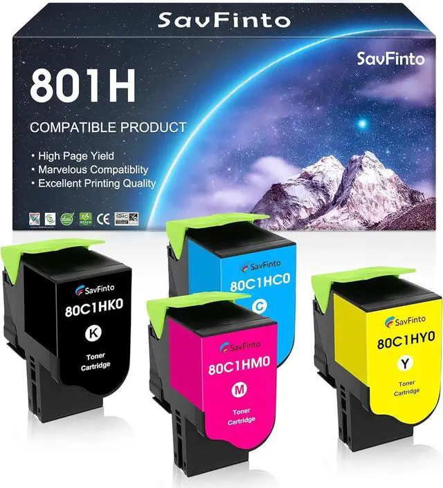 Main image of Ennovor 801H (80C1HC0, 80C1HK0, 80C1HM0, 80C1HY0) High Yield Toner Cartridge Replacement for Lexmark CX410 CX410de CX410dte CX410e CX510 CX510de CX510dhe CX510dthe Printer (BCMY, 4-Pack)