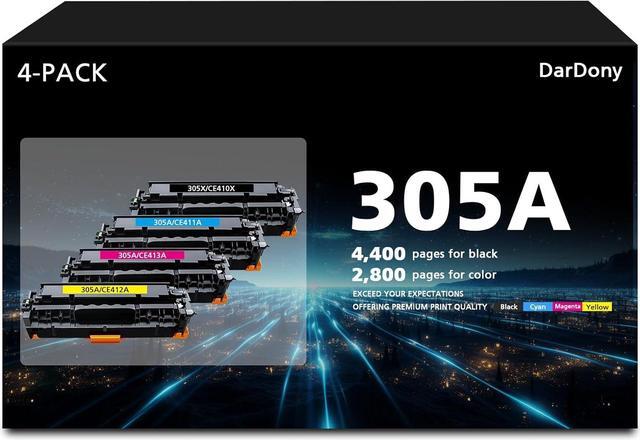 Main image of 305X 305A Black Cyan Magenta Yellow High Yield Toner Cartridge Replacement for 305X CE410X 305A CE411A CE412A CE413A compatible with HP LaserJet Pro 300 M351 M375 Pro 400 M451 M475 MFP Printer(4-Pack)