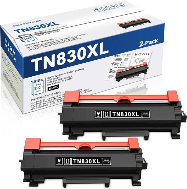 TN830XL Toner Cartridge For Brother Printers - High Yield Replacement For HL-L2460DW, DCP-L2640DW (2-Pack)