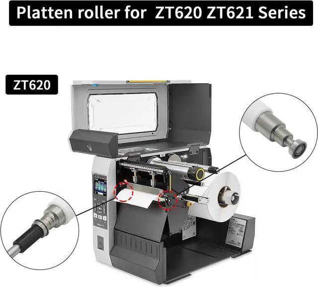 Alt view image 2 of 6 - P1083320-033 Kit Platen Roller for Ze bra ZT620 Thermal Printer - Replacement Printer Transfer Roller Compatible with Ze bra ZT620 (203dpi, 300dpi)