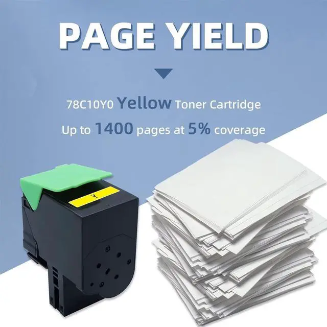 Alt view image 3 of 6 - Ennovor 78C10Y0 Toner Cartridge Yellow Compatible with lexmark CS421 CX421 CS421dn CS521 CX521 CS521dn CS522 CX522 CS522de CS622 CX622 CS622de CX622ade CX625 CX625de CX625adhe Printer, 1400 Page Yield