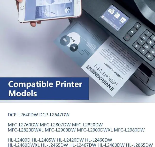Alt view image 2 of 7 - DR830 Drum Unit High Yield (Not Toner) Replacement for Brother DR-830 DR 830 for use with HL-L2460DW DCP-L2640DW HL-L2405W HL-L2400D HL-L2480DW MFC-L2820DW MFC-L2820DWXL Printer