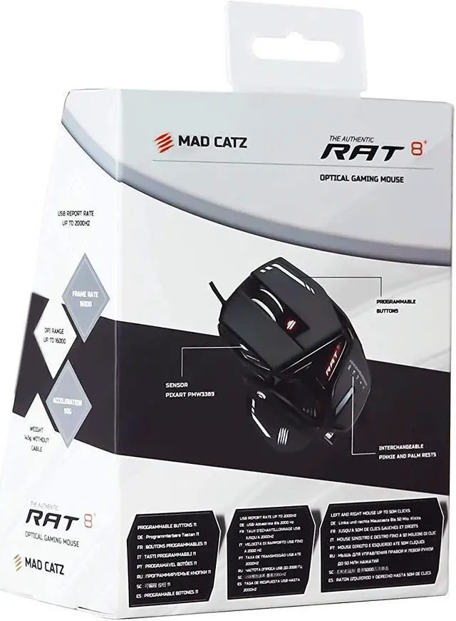 Alt view image 7 of 7 - Mad Catz R.A.T. 8+ Gaming Mouse (USB/Black/16000dpi/11 Buttons) - MR05DCINBL000-0