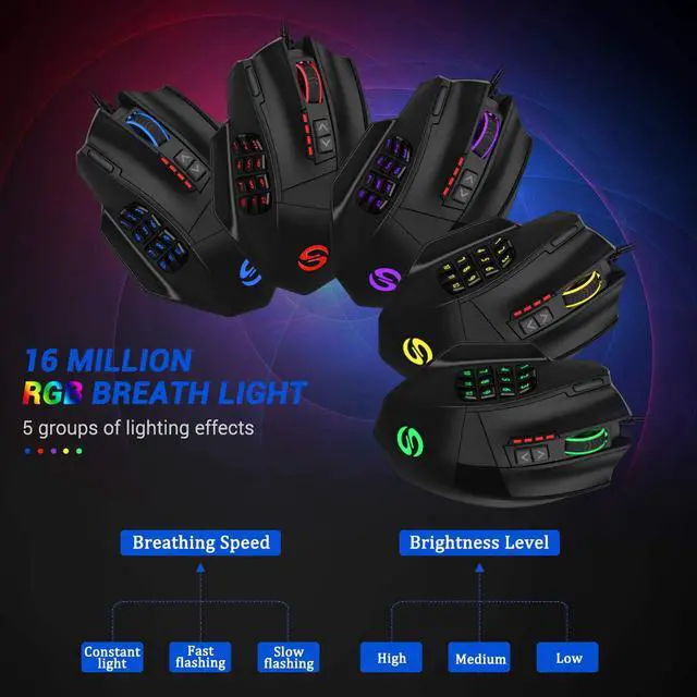 Alt view image 2 of 7 - UtechSmart Venus Gaming Mouse RGB Wired, 16400 DPI High Precision Laser Programmable MMO Computer Gaming Mice [IGN's Recommendation]