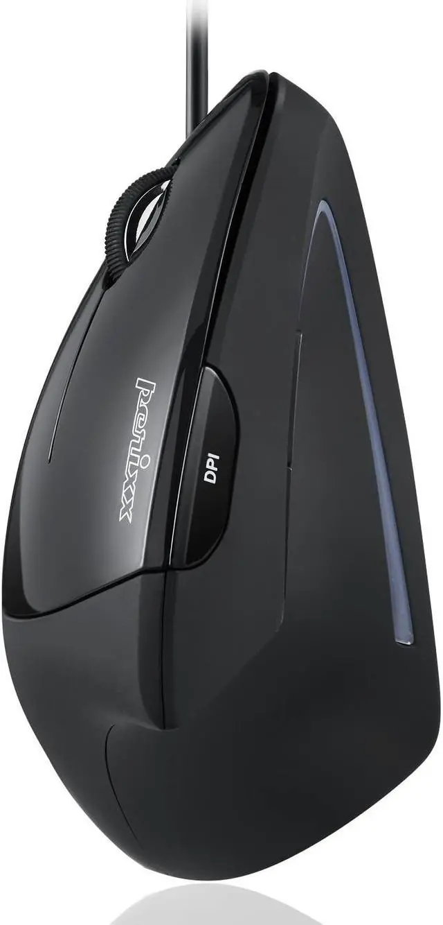 Main image of Perixx Perimice-513L Wired Vertical Ergonomic Mouse with 2 DPI, 6 Button Optical Ergo Mouse with 2 Level DPI Switch 1000 1600, Left Handed, Black