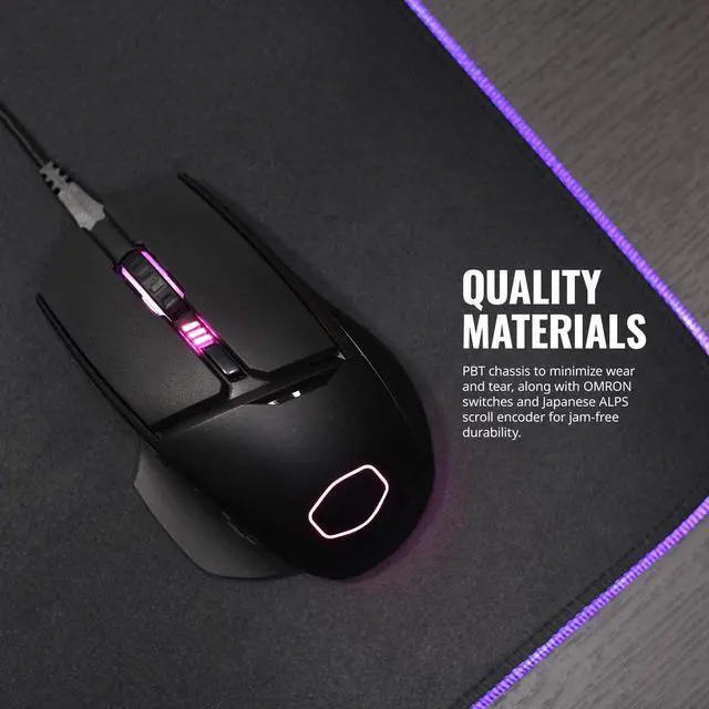 Alt view image 14 of 17 - Cooler Master MM830 Gaming Mouse with 24, 000 DPI Sensor, Hidden D-Pad Buttons, 4-Zone RGB, and Precision Wheel