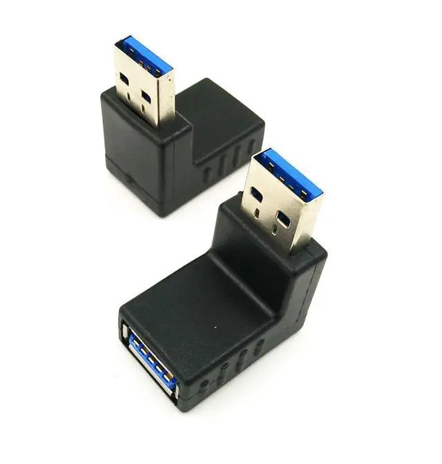 Alt view image 6 of 7 - EVESKY 2pcs USB 3.0 up down Male to Female Extension Adapter Combo Upward and Downward 90 degree Right Angle USB 3.0 Super-speed Connector Adapter(BLACK)