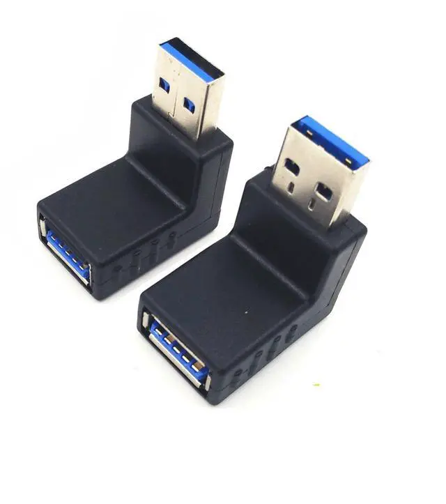 Alt view image 4 of 7 - EVESKY 2pcs USB 3.0 up down Male to Female Extension Adapter Combo Upward and Downward 90 degree Right Angle USB 3.0 Super-speed Connector Adapter(BLACK)
